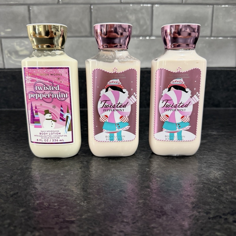 Lot of‎ 3 Bath & Body Works "Twisted Peppermint" Body Lotion 8 oz - Brand New